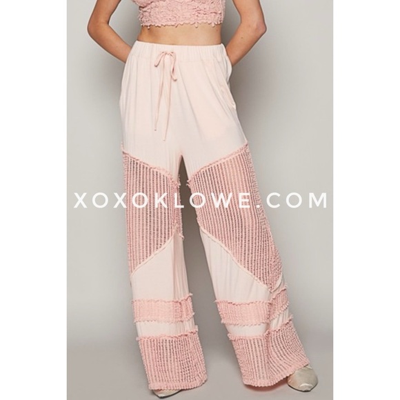 POL Blush Pink Flowy Wide Leg Rayon Jersey Palazzo Pants - Picture 10 of 11